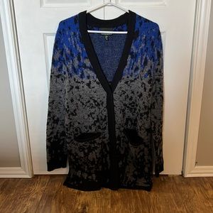 Speckled blue to grey ombré cardigan